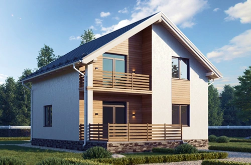 Проект двухэтажного дома из камня и газобетона