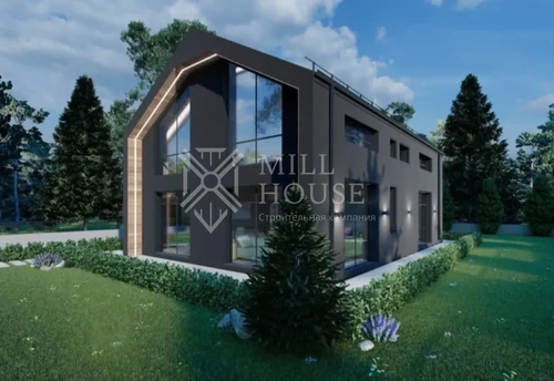 Проект двухэтажного дома из камня «Лермонтов 2» в стиле барнхаус 186 м2