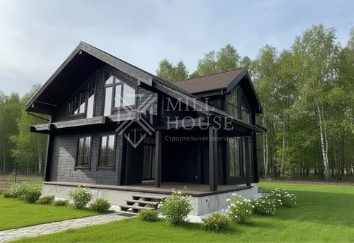 Проект двухэтажного деревянного дома «Ретрит Нуар» 262м2