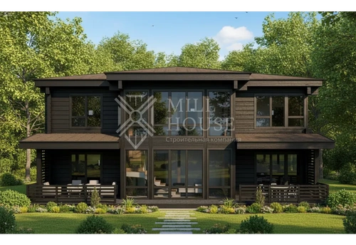 Проект двухэтажного деревянного дома «Лесной Бастион» 290м2