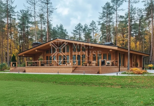 Проект одноэтажного деревянного дома «Кверн» 335м2