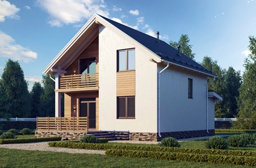Проект двухэтажного дома из камня и газобетона