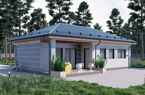 Проект одноэтажного дома из камня и кирпича