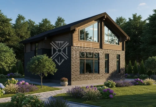 Проект двухэтажного деревянного дома «Лагом Шале» 190м2