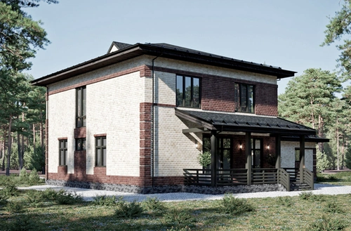 Проект двухэтажного дома из кирпича и камня