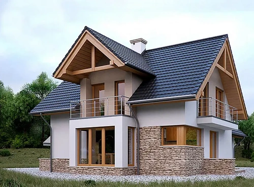 Проект двухэтажного дома из камня
