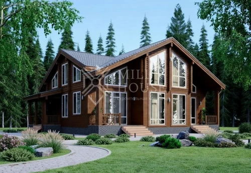 Проект двухэтажного деревянного дома «Лагхус» Комбинированный 290м2