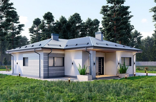 Проект одноэтажного дома из камня и кирпича