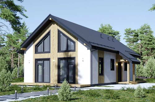 Проект двухэтажного дома из камня и кирпича