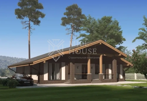 Проект одноэтажного дома в стиле шале 108 м2