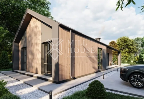 Проект одноэтажного дома в стиле барнхаус 141 м2