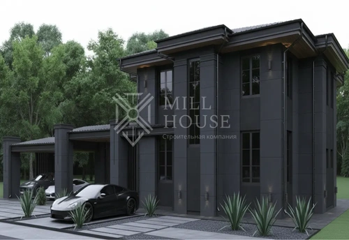 Проект двухэтажного каменного дома «Анклав» 256м2