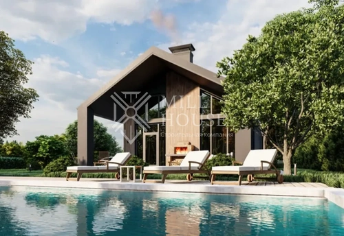 Проект одноэтажного дома в стиле барнхаус 141 м2