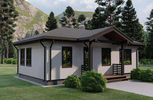 Проект одноэтажного дома из камня и кирпича