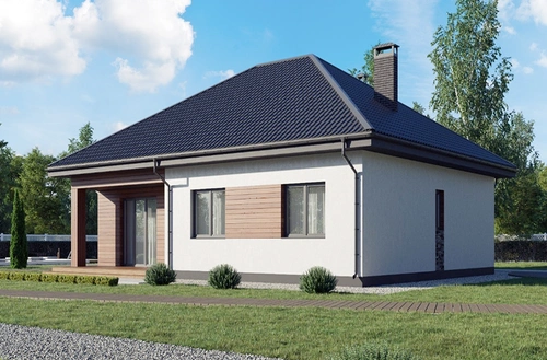 Проект одноэтажного дома из камня и кирпича