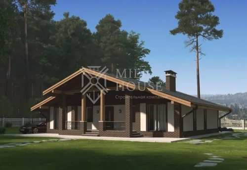 Проект одноэтажного дома в стиле шале 108 м2