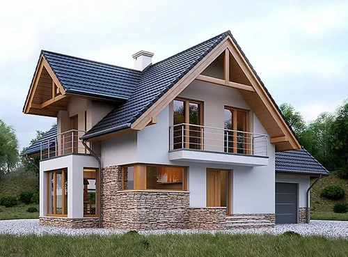 Проект двухэтажного дома из камня